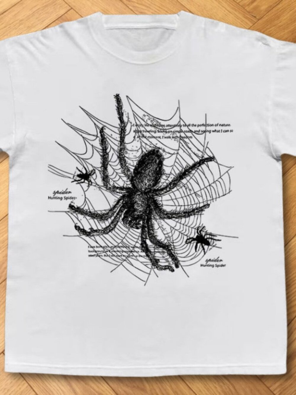 Spider Web Sketch Graphic Tee Gothic Dark Academic